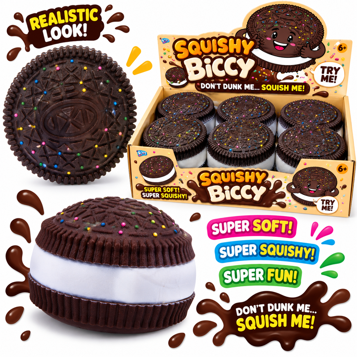 JUMBO Squidgy Biscuit Squishy - Doh Filled