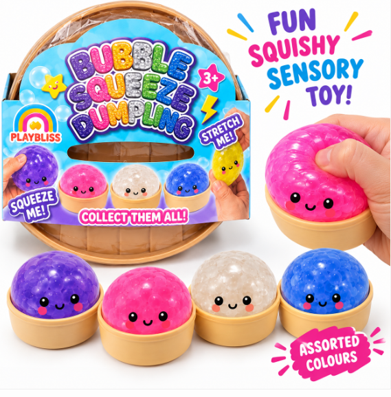 Orb Dumpling Bubble Squeeze Squishy Toy 8.5 cm – Sensory Fidget Toy – Assorted Colour